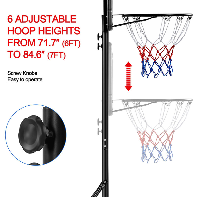 Yaheetech Height Adjustable Metal Portable FullSize Basketball Hoop